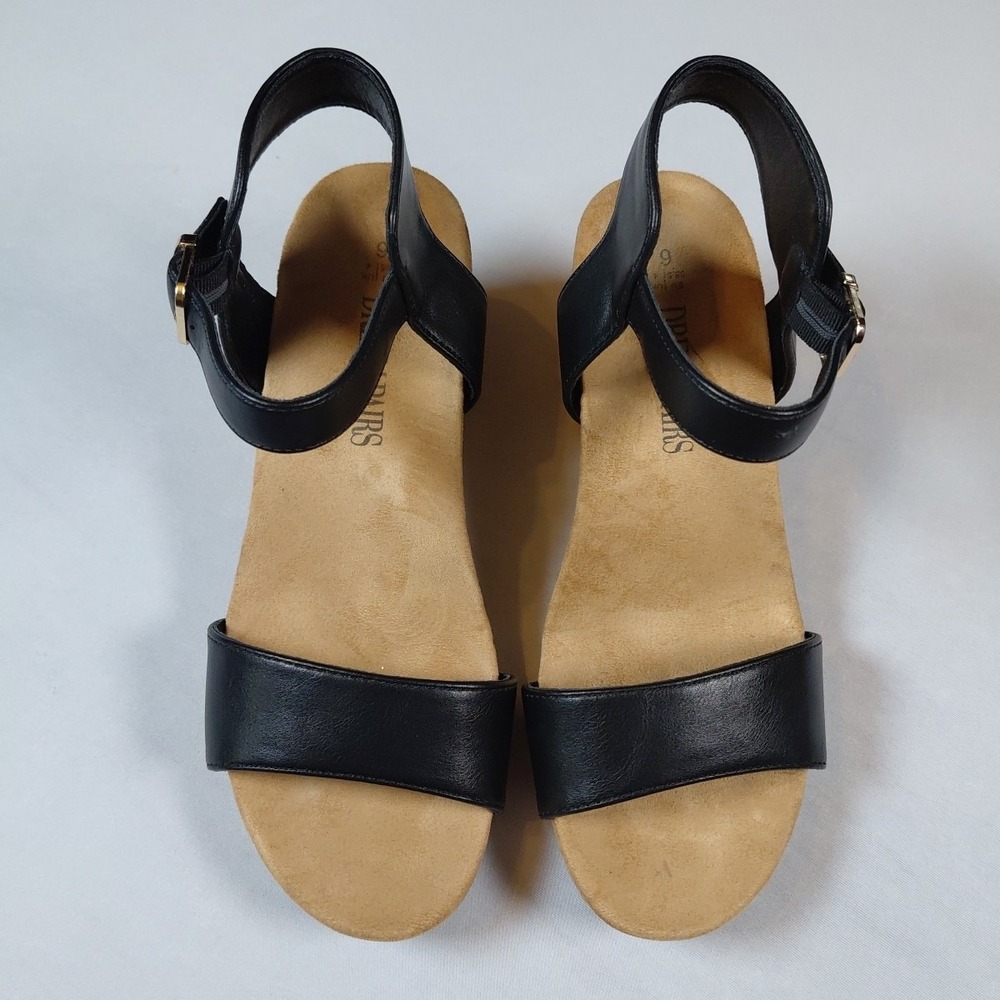 Women's Size 6 Dream Pairs Nini-8 Black Wedge Sandals Shoes Cork - Picture 3 of 15
